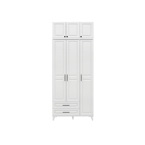 Seronay Mirea 3 Kapakl� 2 �ekmeceli Y�kl�kl� Beyaz Gard�rop