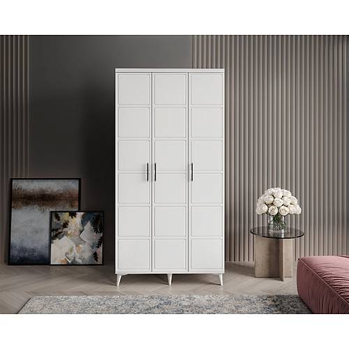 Seronay Lenza 3 Kapakl� Beyaz Gard�rop