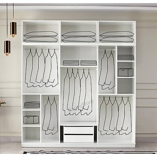 Seronay Lorin 6 Kapakl� Y�kl�kl� Beyaz Gard�rop