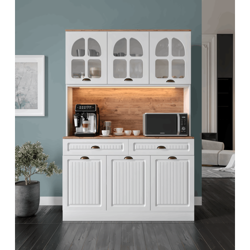 Seronay Vesta Kahve K��esi - 140 cm MDF Mutfak Dolab� - LED Ayd�nlatmal�