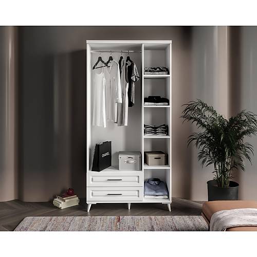 Seronay Mirea 3 Kapakl� Aynal� Beyaz Gard�rop