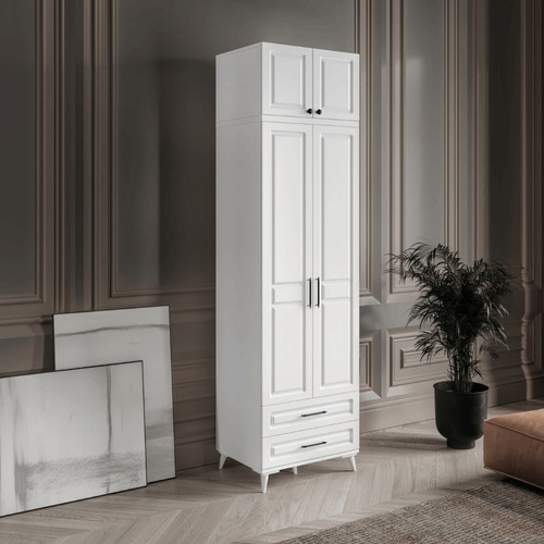 Seronay Mirea 2 Kapakl� 2 �ekmeceli Y�kl�kl� Beyaz Gard�rop