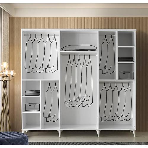 Seronay Lavin 6 Kapakl� Beyaz Gard�rop