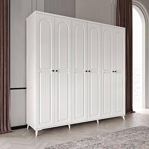 Seronay Larus 6 Kapakl� Beyaz Gard�rop