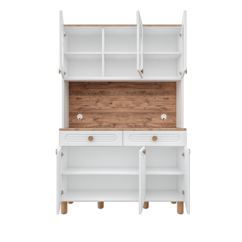 Seronay Rosela Kahve K��esi - 140 cm MDF Mutfak Dolab� - LED Ayd�nlatmal�