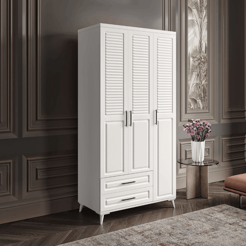 Seronay Valen 3 Kapakl� �ekmeceli Beyaz Gard�rop