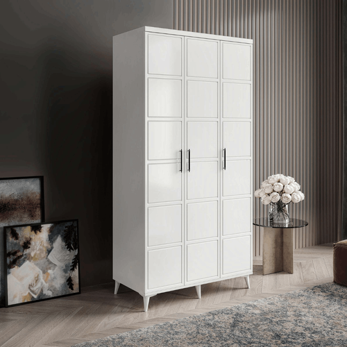 Seronay Lenza 3 Kapakl� Beyaz Gard�rop