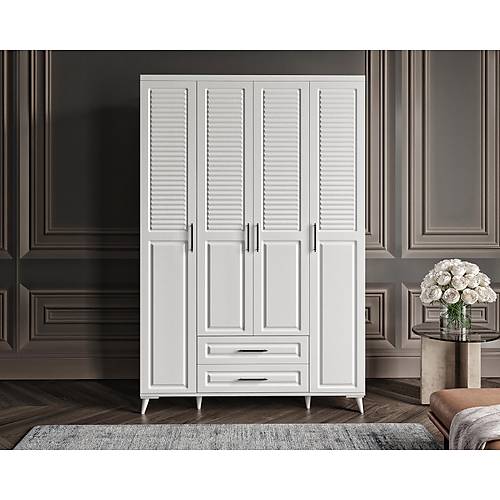 Seronay Valen 4 Kapakl� �ekmeceli Beyaz Gard�rop