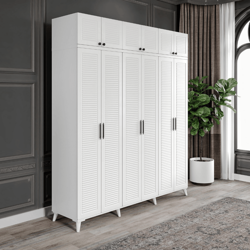 Seronay Lavin 6 Kapakl� Y�kl�kl� Beyaz Gard�rop