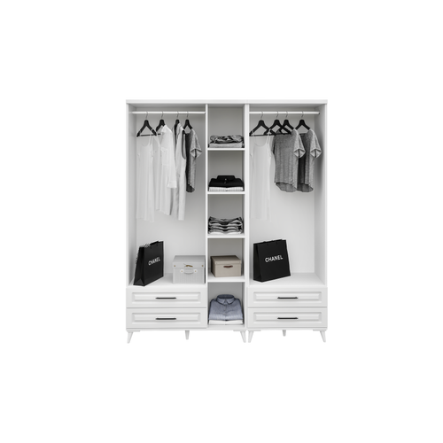 Seronay Mirea 5 Kapakl� 4 �ekmeceli Beyaz Gard�rop