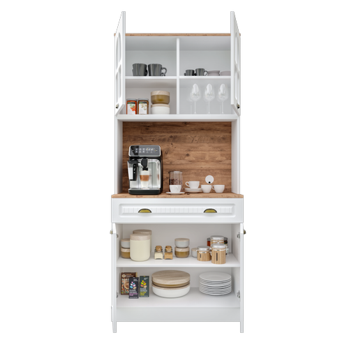 Seronay Vesta 2 Kapakl� Kahve K��esi � 93 cm MDF, LED Ayd�nlatmal�, �ok Ama�l� Mutfak ve Airfryer Dolab�