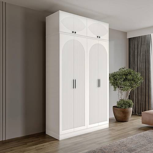 Seronay Neris 4 Kapakl� Y�kl�kl� Beyaz Gard�rop