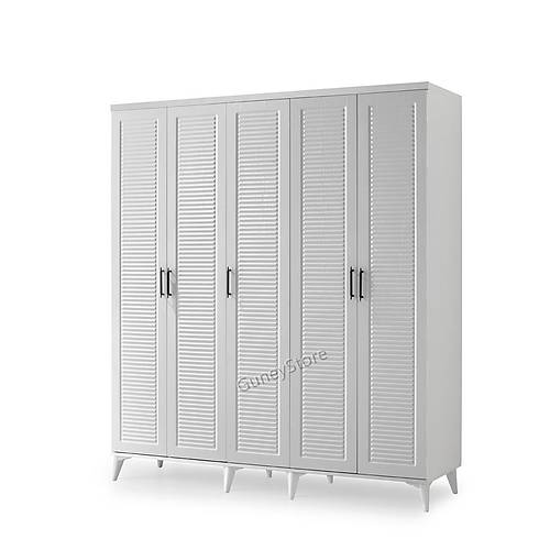 Seronay Lavin 5 Kapakl� Beyaz Gard�rop