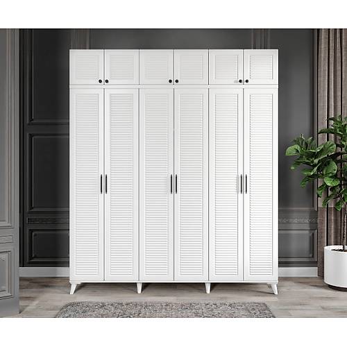 Seronay Lavin 6 Kapakl� Y�kl�kl� Beyaz Gard�rop