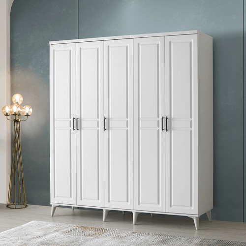 Seronay Lorin 5 Kapakl� Beyaz Gard�rop