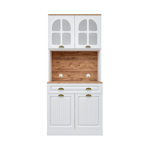 Seronay Vesta 2 Kapakl� Kahve K��esi � 93 cm MDF, LED Ayd�nlatmal�, �ok Ama�l� Mutfak ve Airfryer Dolab�