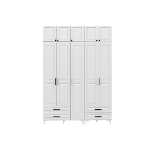 Seronay Mirea 5 Kapakl� 4 �ekmeceli Y�kl�kl� Beyaz Gard�rop