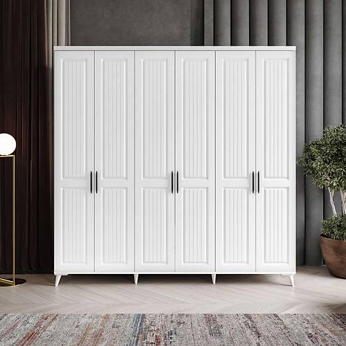 Seronay Adora 6 Kapakl� Beyaz Gard�rop