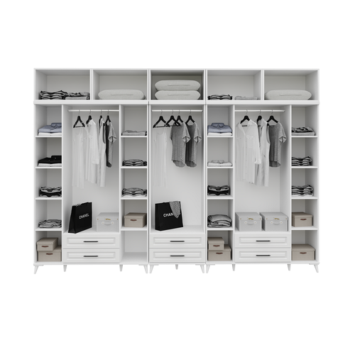 Seronay Mirea 10 Kapakl� �ekmeceli Y�kl�kl� Beyaz Gard�rop