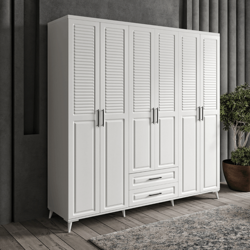 Seronay Valen 6 Kapakl� �ekmeceli Beyaz Gard�rop