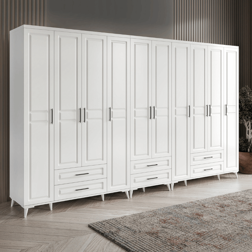 Seronay Mirea 10 Kapakl� 6 �ekmeceli Beyaz Gard�rop