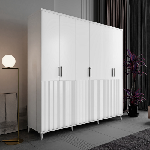 Seronay Zenia 6 Kapakl� Beyaz Gard�rop