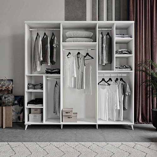 Seronay Rodosa 6 Kapakl� Beyaz Gard�rop