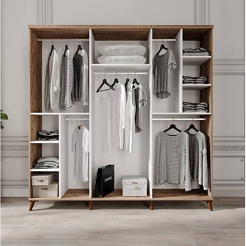 Seronay Lavin 6 Kapakl� Aynal� Atlantik �am-Beyaz Gard�rop