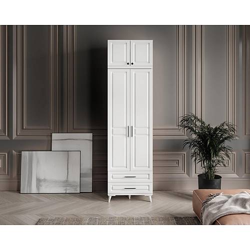 Seronay Mirea 2 Kapakl� 2 �ekmeceli Y�kl�kl� Beyaz Gard�rop