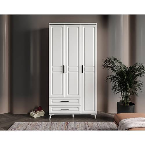 Seronay Mirea 3 Kapakl� �ekmeceli Beyaz Gard�rop