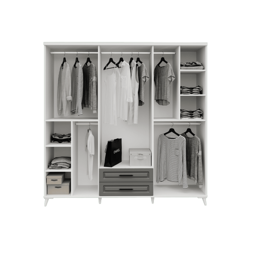 Seronay Mirea 6 Kapakl� �ekmeceli Antrasit Beyaz Gard�rop