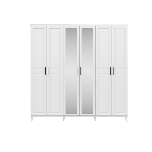 Seronay Lorin 6 Kapakl� Aynal� Beyaz Gard�rop