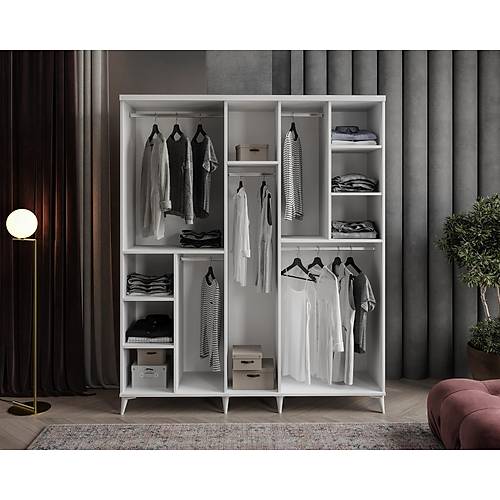 Seronay Lenza 5 Kapakl� Beyaz Gard�rop