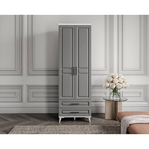 Seronay Mirea 2 Kapakl� �ekmeceli Antrasit - Beyaz Gard�rop