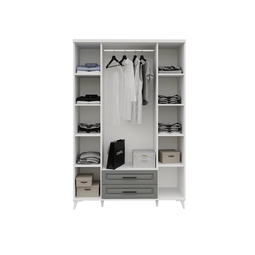 Seronay Mirea 4 Kapakl� �ekmeceli Antrasit - Beyaz Gard�rop