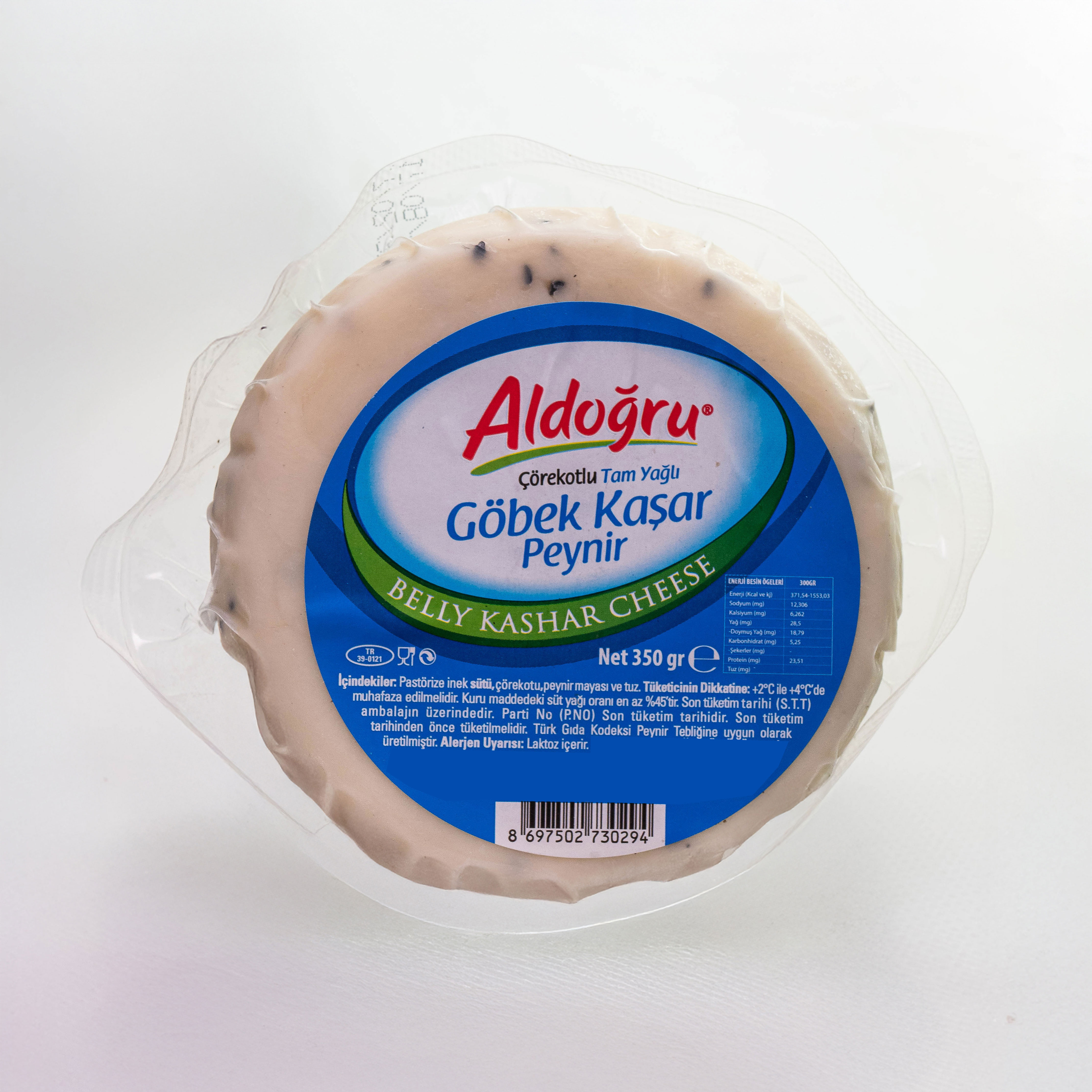 ALDOĞRU TAM YAĞLI ÇÖREKOTLU GÖBEK KAŞAR PEYNİR 350GR
