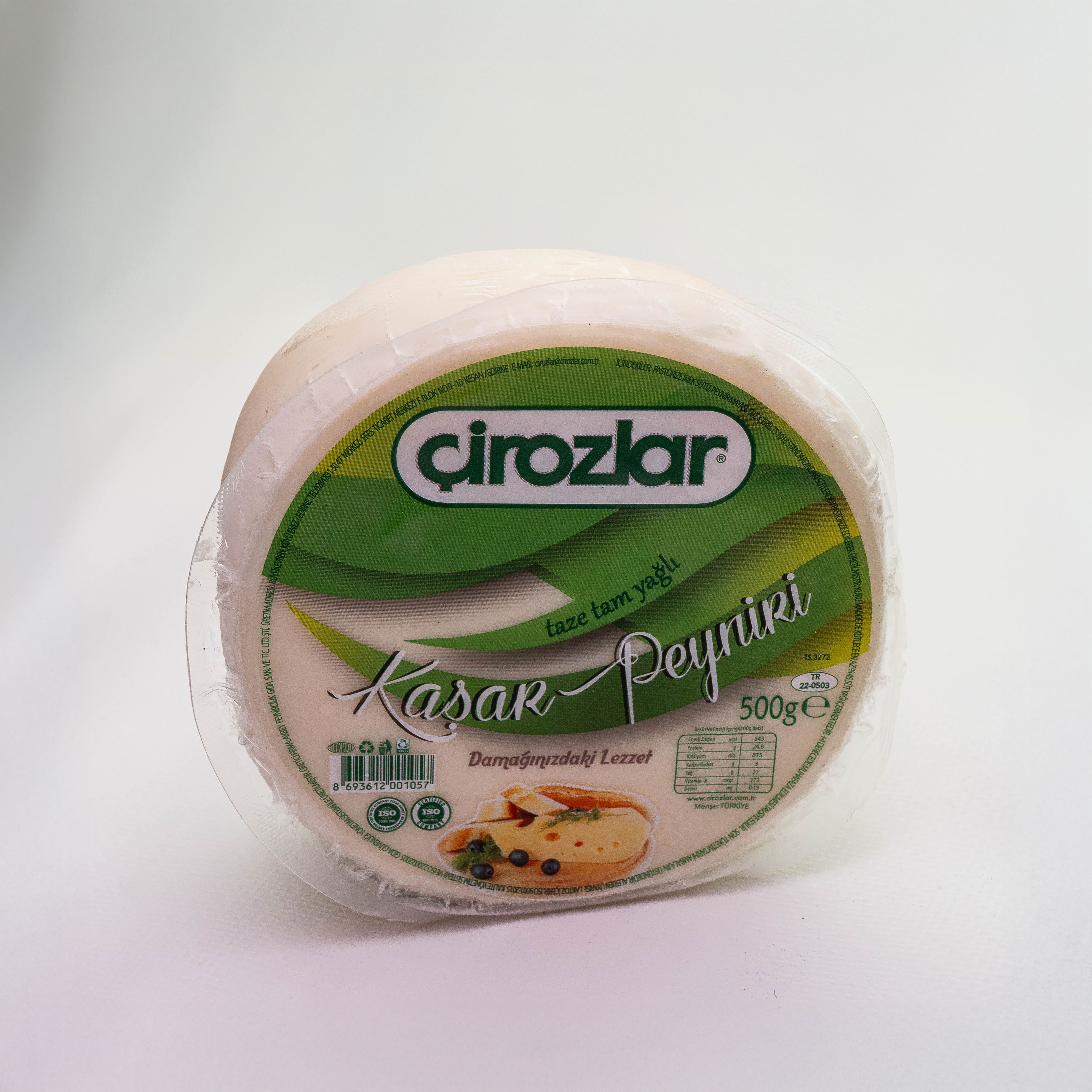 ÇİROZLAR TAM YAĞLI TAZE KAŞAR PEYNİRİ 500GR