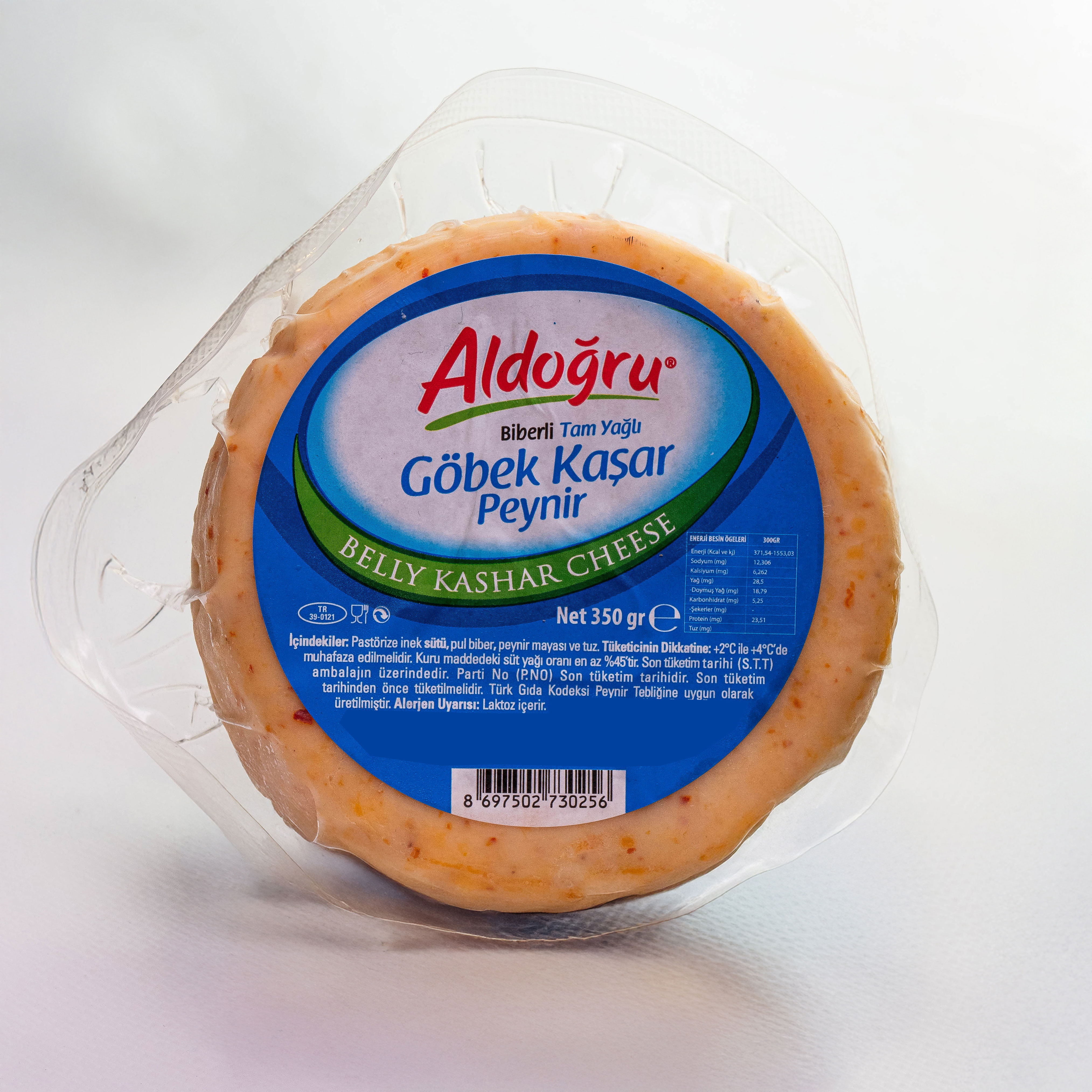ALDOĞRU TAM YAĞLI BİBERLİ GÖBEK KAŞAR PEYNİR 350GR