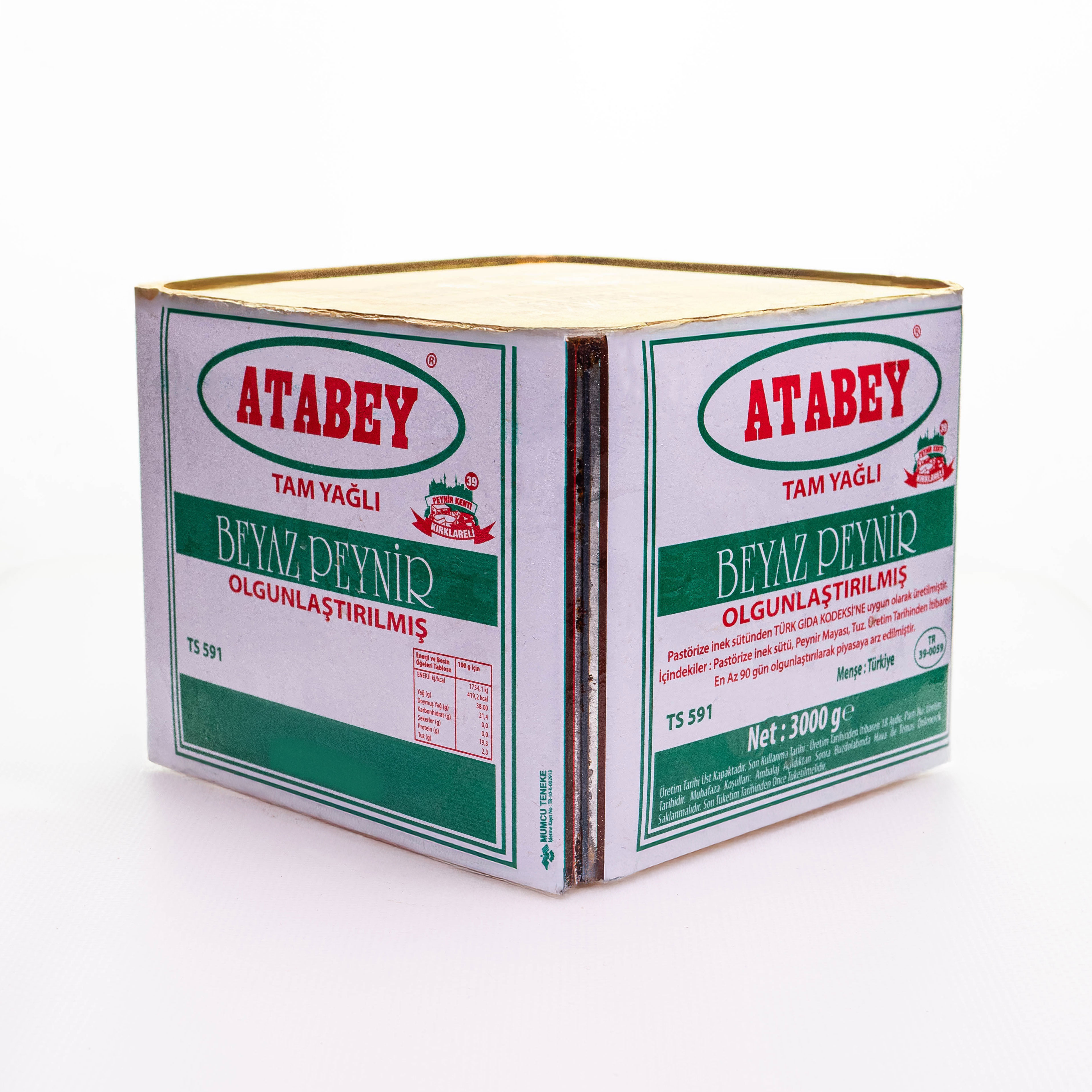 ATABEY TENEKE 3KG SERT İNEK PEYNİRİ