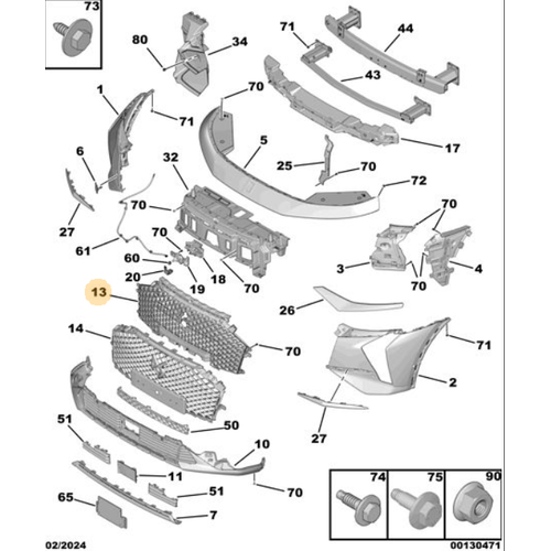 Orijinal DS7 X74 Ön Tampon Izgara Mesnedi  98417111XT