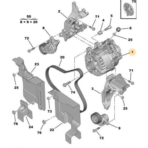 Orijinal Alternatr 308 T7  5008 T87  5705PA