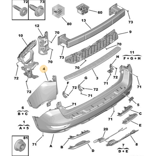 Orijinal 5008 Arka Tampon Eki Sol P87E   1619231780