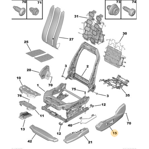 Orijinal Koltuk Minder Kaplama Plastii Sol 3008  P84E 5008 P87E 98153580Zd