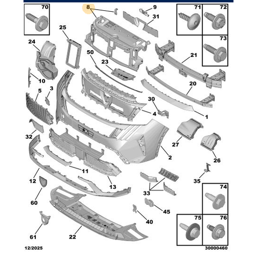 Orijinal �n Tampon �� �skeleti  (5008 P74 / 3008-P64)   98528248XT