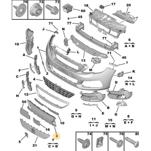 ORIJINAL MOTOR KORUMA SAC IZGARA 308 T9  1627661480