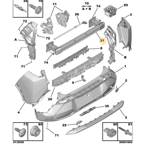 Orijinal Arka Tampon Demir Ku�a�� (Travers)  3008 P64 GT  9838036780