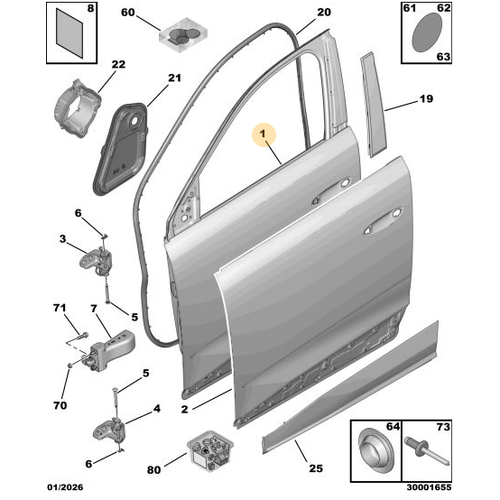 Orijinal Sol �n Kap�  5008 P74 GT / 3008 P64   9852443680