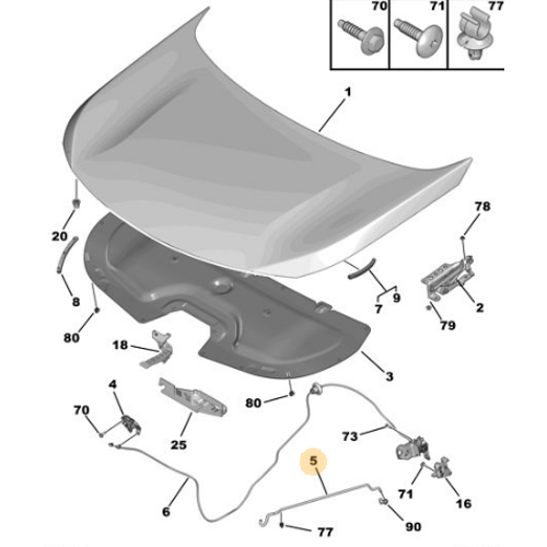 Orijinal  Kaput Tutma ubuu  C5 C84 3008  P84E   5008 P87E  9820277480