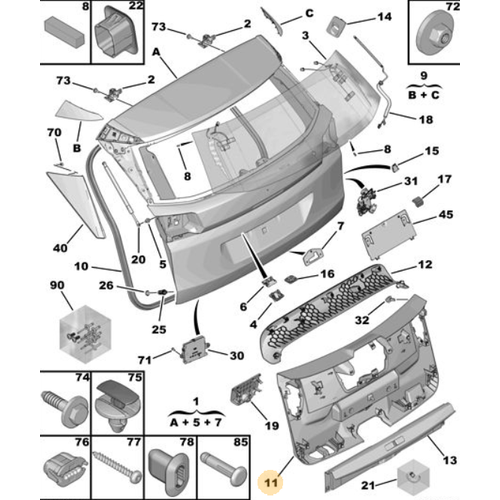 Orijinal 3008 Bagaj Kapa Demesi P84E   98357282ZD