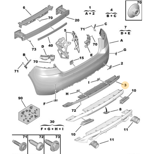 ORIJINAL ARKA  TAMPON ETE 308 T9    98005537XT